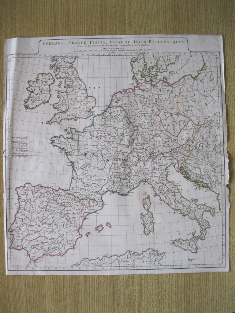 Gran mapa del oeste de Europa, 1771. Anville